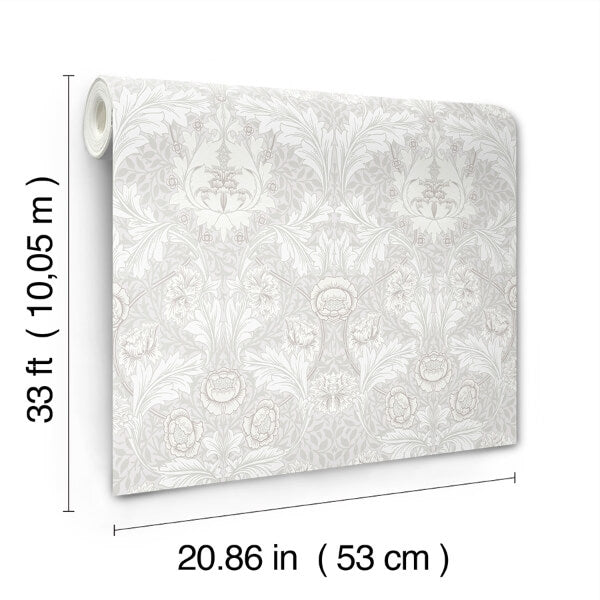 Myrtle Dove Floral Ogee Wallpaper