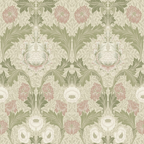 Myrtle Mauve Floral Ogee Wallpaper