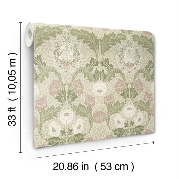 Myrtle Mauve Floral Ogee Wallpaper