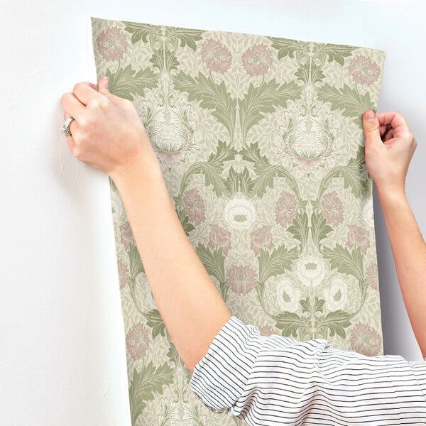 Myrtle Mauve Floral Ogee Wallpaper