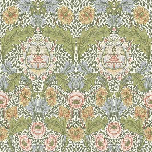 Myrtle Green Floral Ogee Wallpaper