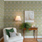 Myrtle Green Floral Ogee Wallpaper