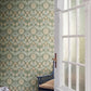 Myrtle Sea Green Floral Ogee Wallpaper