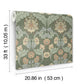 Myrtle Sea Green Floral Ogee Wallpaper