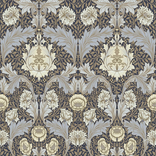 Myrtle Blue Floral Ogee Wallpaper