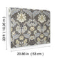 Myrtle Blue Floral Ogee Wallpaper