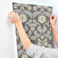 Myrtle Blue Floral Ogee Wallpaper
