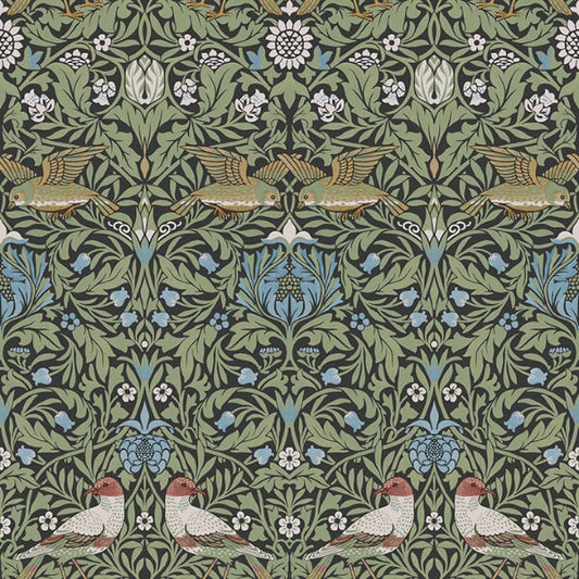 Bird Multicolor Floral Thicket Wallpaper