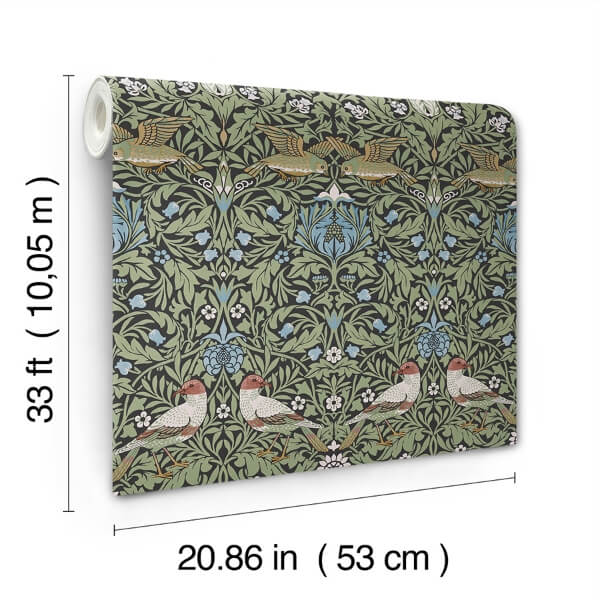 Bird Multicolor Floral Thicket Wallpaper