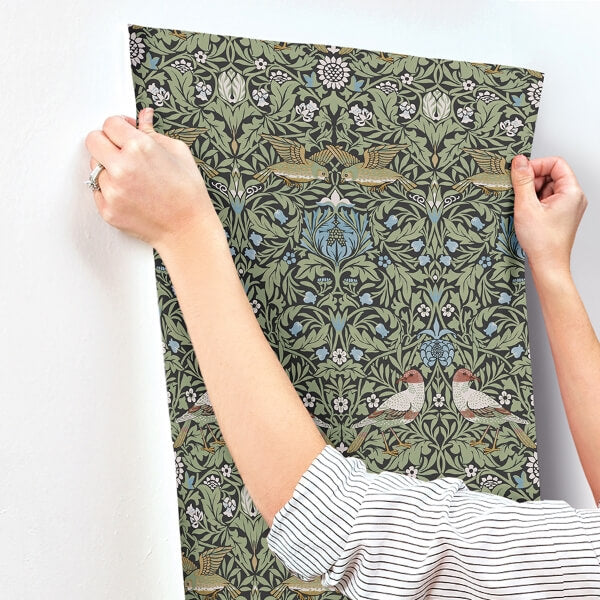 Bird Multicolor Floral Thicket Wallpaper