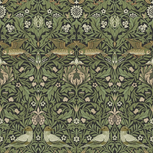 Bird Green Floral Thicket Wallpaper