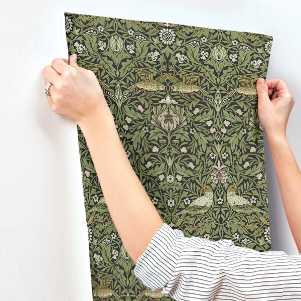 Bird Green Floral Thicket Wallpaper