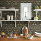 Bird Brown Floral Thicket Wallpaper