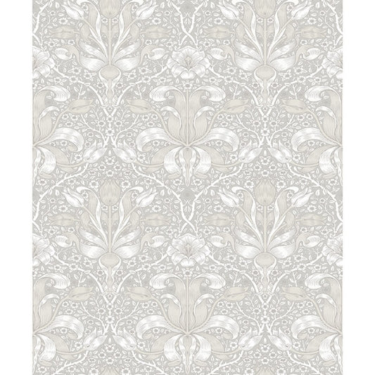 Spring Thicket Dove Tulip Damask Wallpaper