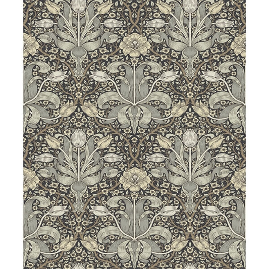 Spring Thicket Blue Tulip Damask Wallpaper