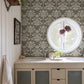 Spring Thicket Blue Tulip Damask Wallpaper