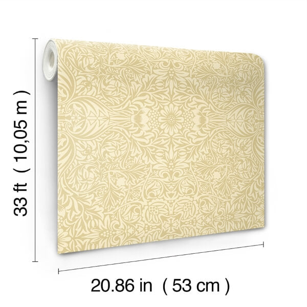 Ceiling Yellow Intricate Floral Wallpaper