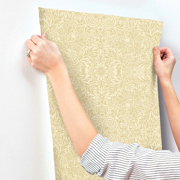 Ceiling Yellow Intricate Floral Wallpaper