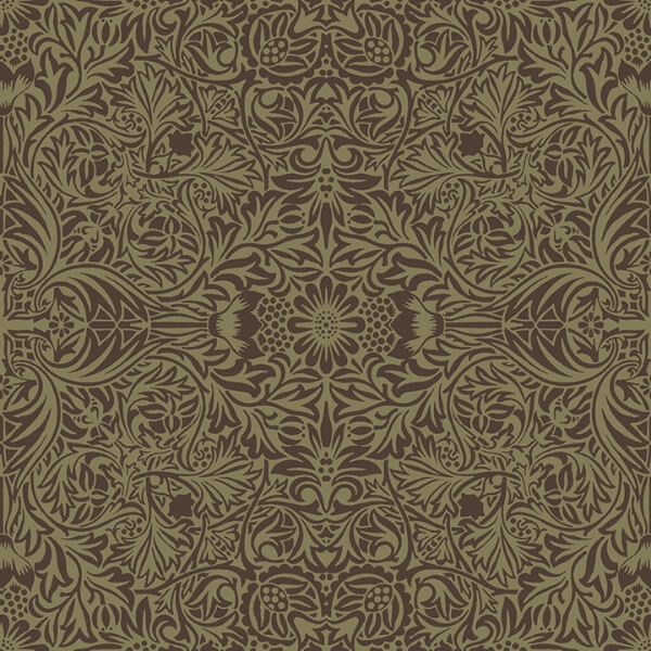 Ceiling Brown Intricate Floral Wallpaper
