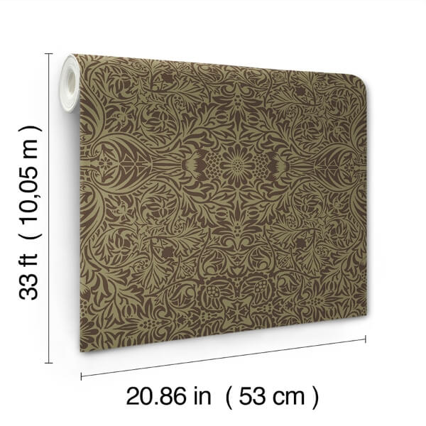 Ceiling Brown Intricate Floral Wallpaper