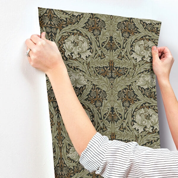 African Marigold Black Floral Wallpaper