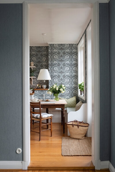 African Marigold Dark Blue Floral Wallpaper
