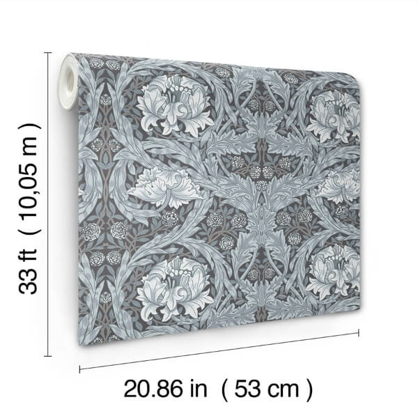 African Marigold Dark Blue Floral Wallpaper