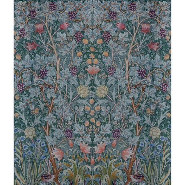 Vine Embroidery Teal Wall Mural