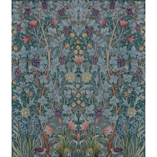 Vine Embroidery Teal Wall Mural