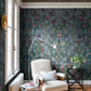 Vine Embroidery Teal Wall Mural