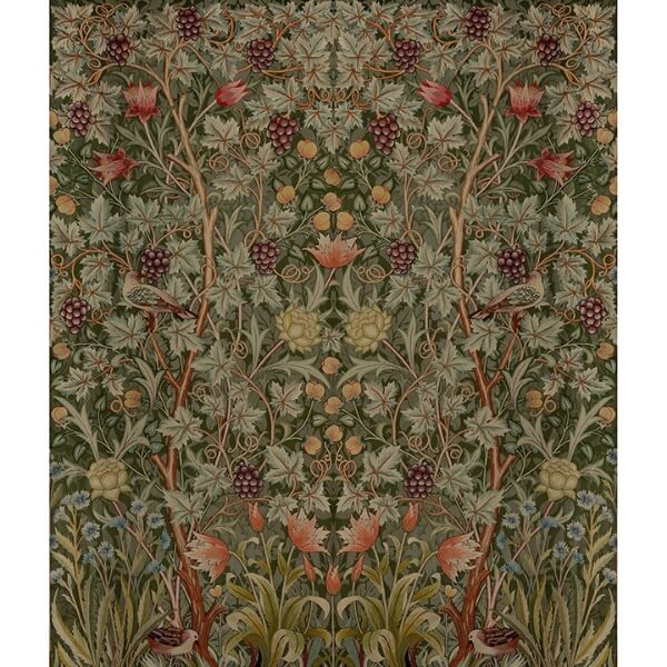 Vine Embroidery Dark Green Wall Mural