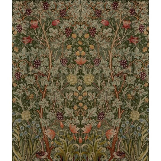 Vine Embroidery Dark Green Wall Mural