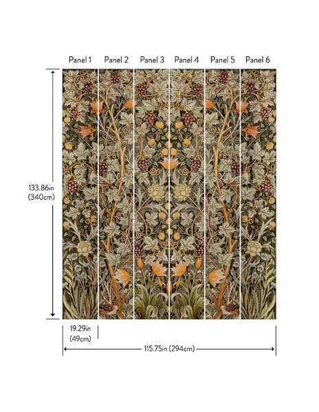 Vine Embroidery Green Wall Mural