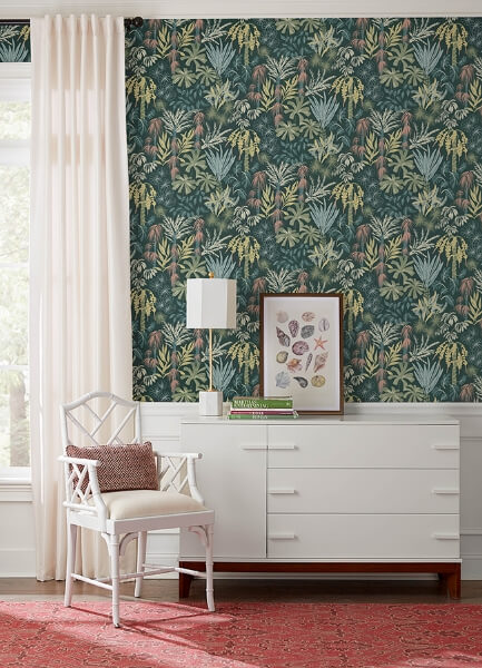 Everglades Dark Green Botanical Wallpaper