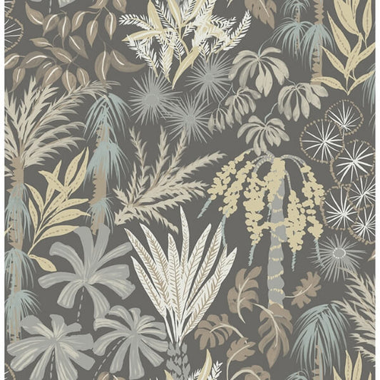 Everglades Grey Botanical Wallpaper