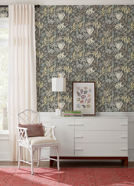 Everglades Grey Botanical Wallpaper