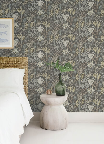 Everglades Grey Botanical Wallpaper