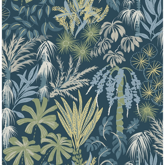 Everglades Teal Botanical Wallpaper