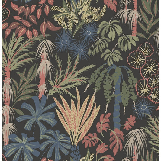 Everglades Black Botanical Wallpaper