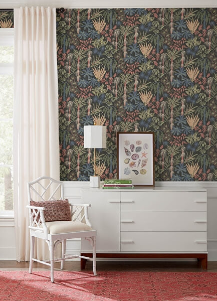 Everglades Black Botanical Wallpaper