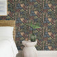 Everglades Black Botanical Wallpaper