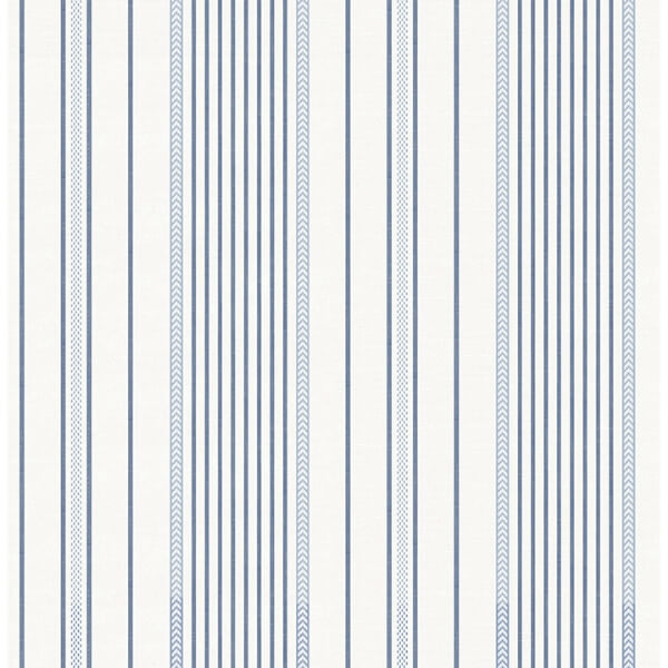 Navarres Stripe Blue Faux Linen Wallpaper