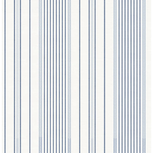 Navarres Stripe Blue Faux Linen Wallpaper
