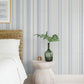 Navarres Stripe Blue Faux Linen Wallpaper