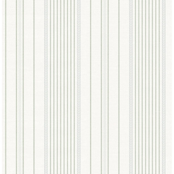 Navarres Stripe Light Green Faux Linen Wallpaper