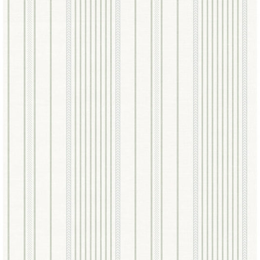 Navarres Stripe Light Green Faux Linen Wallpaper