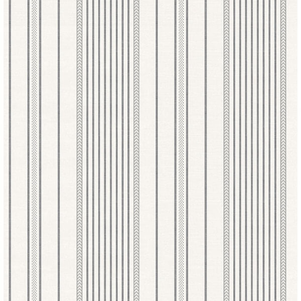 Navarres Stripe Charcoal Faux Linen Wallpaper