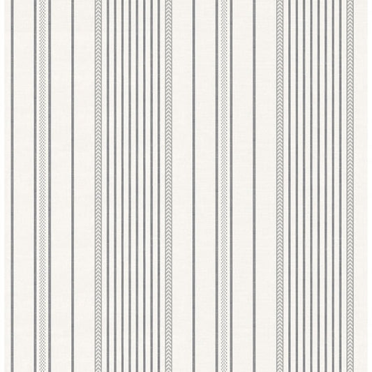 Navarres Stripe Charcoal Faux Linen Wallpaper