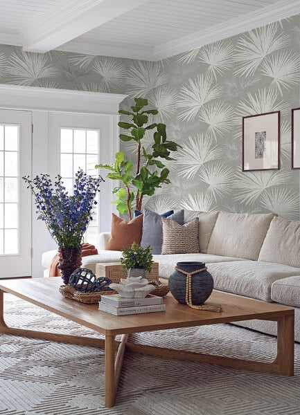 Hatteras Grey Palms Wallpaper