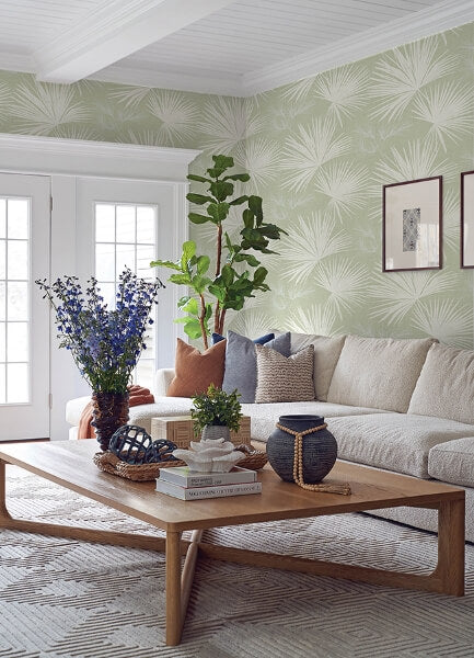 Hatteras Light Green Palms Wallpaper